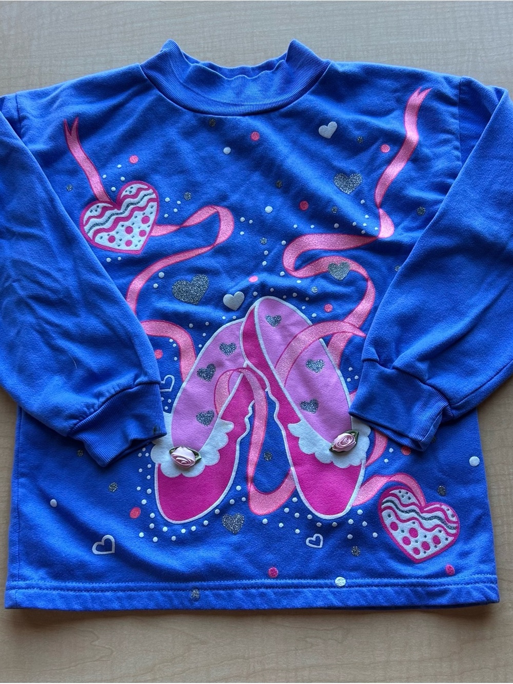 VTG 80/90s Joggles Long Sleeve Graphic T-Shirt Blue Ballerina Shoes 6X Kidcore